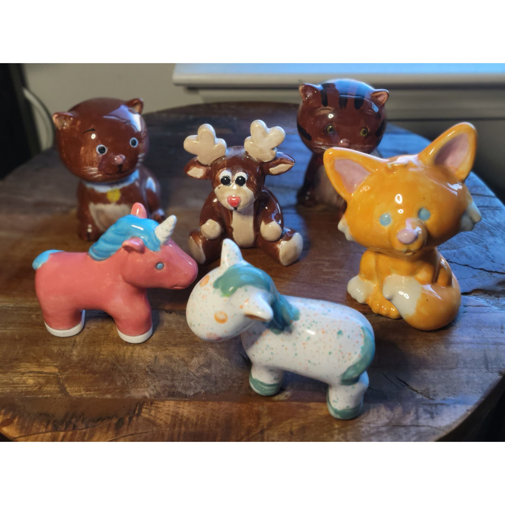 Charming Handcrafted Ceramic Figurine Set Unique Unicorn and Pottery Creatures